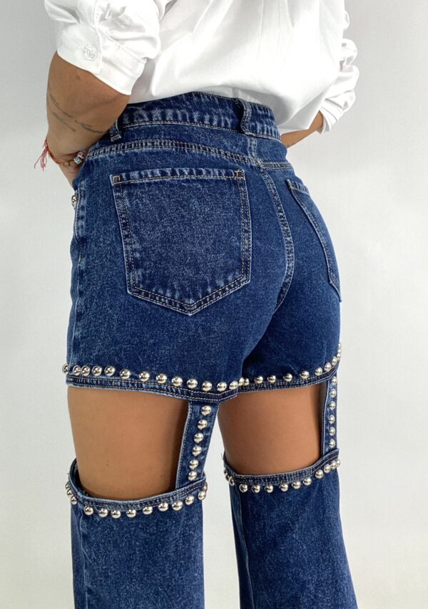 Jeans Hold Ups con Borchie  - Denim Scuro